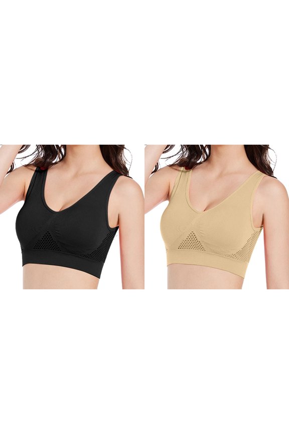 2 Pcs New Women Yoga Gym Compression Sports Bra Fitness Sports Bra Push Womens Bras Up Hollow Bra Workout Bras for Women Strapless Gym Yoga Bra