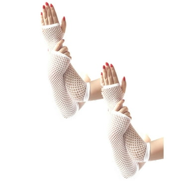Kcodviy 2Pairs Ladies Girls Neon Women Gloves Long Fingerless Fishnet Lace Gloves Mittens Women High Elasticity Gloves Gloves Mittens Convertible Gloves Mitten