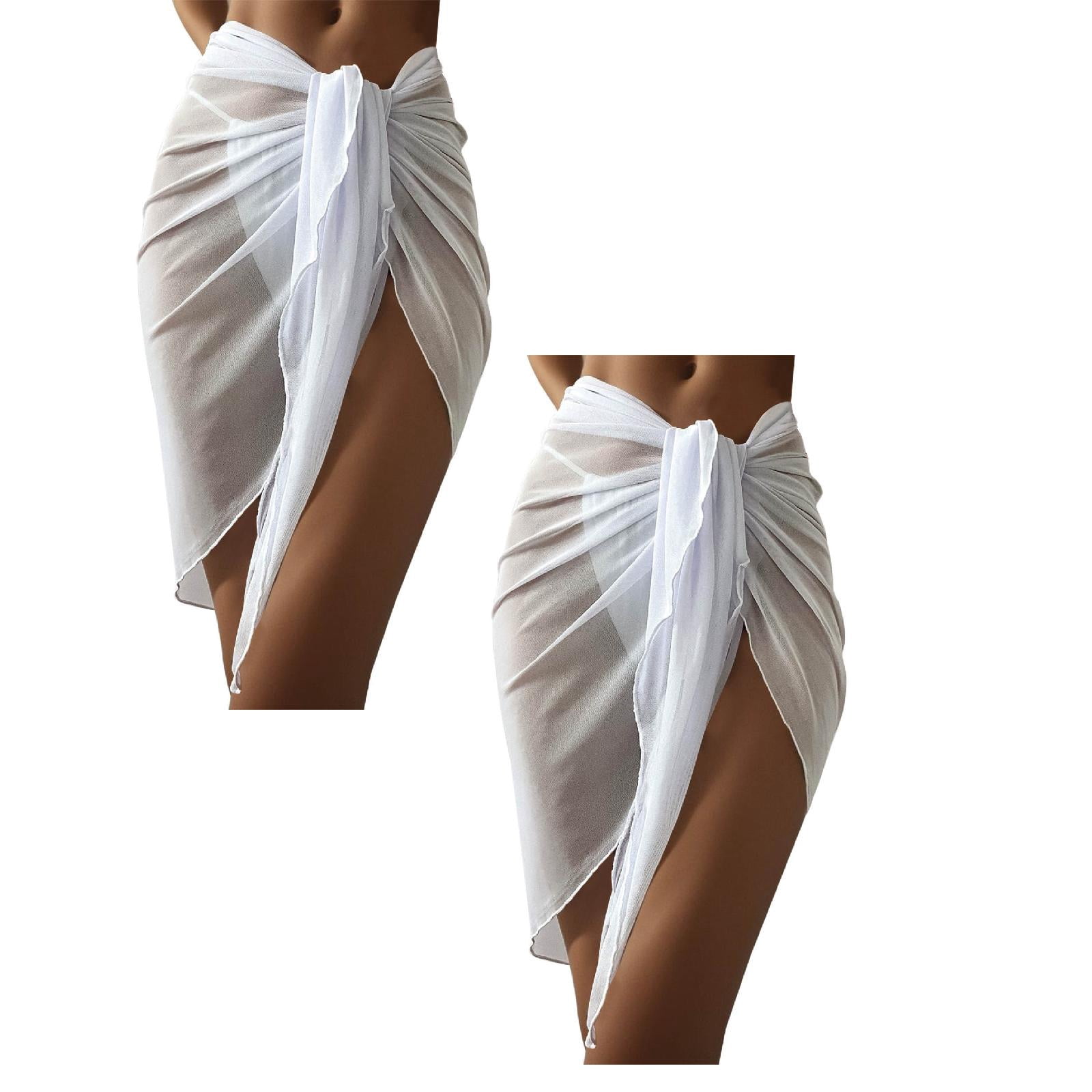 Kcodviy 2Pcs Women Sheer Wrap Knot Bathing Suit Cover Ups For Women ...