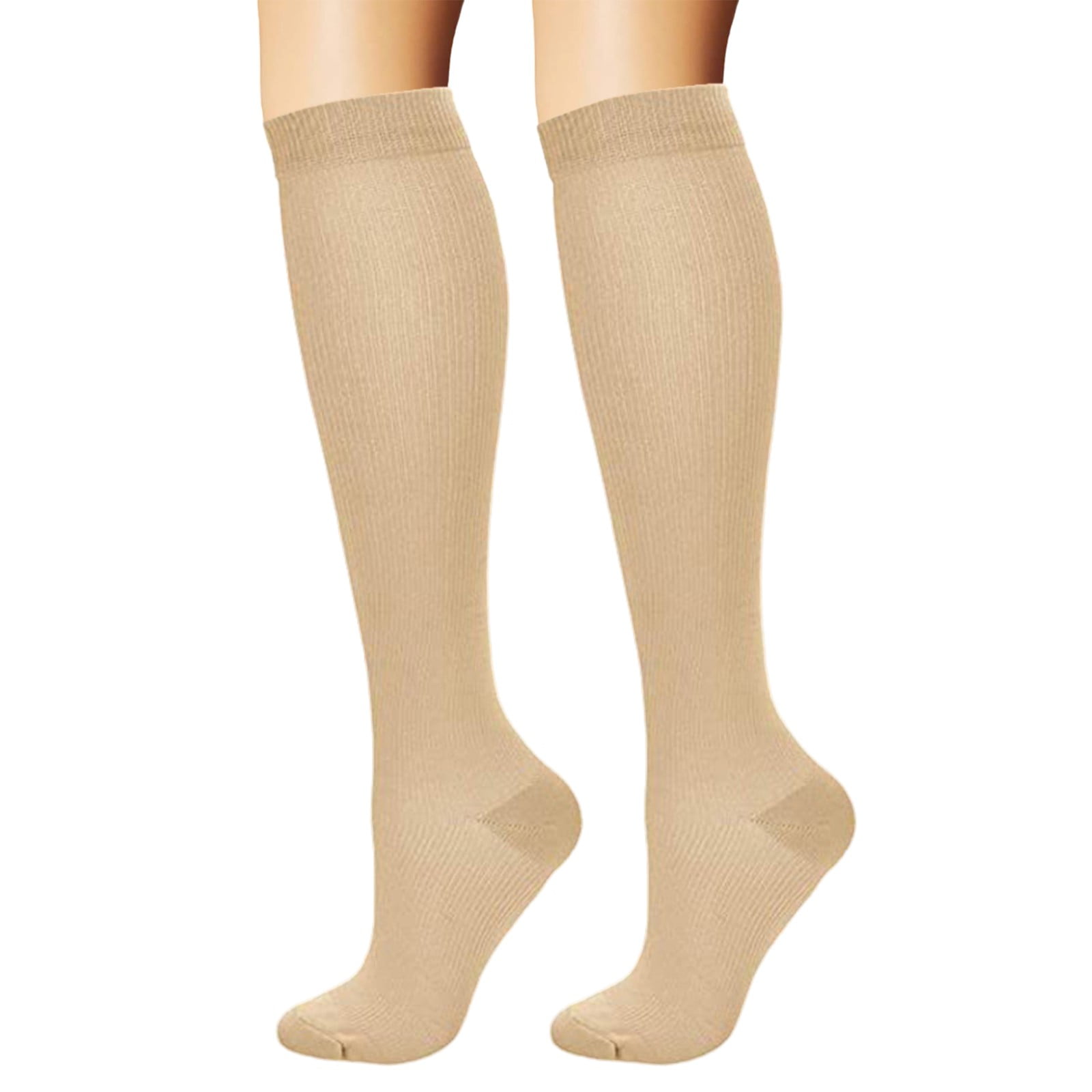 Kcodviy Adult Solid Compression Thigh High Garter Belt Socks Calf Socks