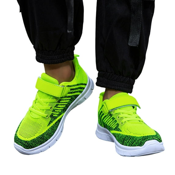 Kcodviy Autumn Children Girls Just one You By Shoes Sports Shoes Flat Thick Bottom Lightweight Non Lace Up Hook Loop Easy To Wear Colorblock Mesh Upper Breathable and Comfortable