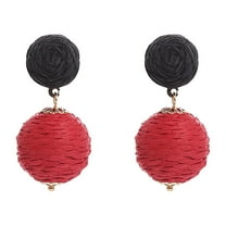Kcodviy Boho Handmade Straw Rattan Drop Earrings Geometric Raffia Dangle Earrings For Women s Summer Beach Jewelry Womens Cute Earrings Long Diamond Earrings Women Jewelry Lightweight Earrings Ear