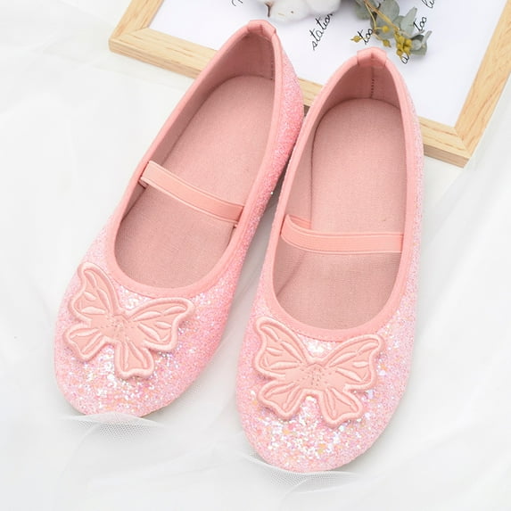 Kcodviy Children Shoes Flat Shoes Kids Baseball Shoes Shoes with Sequins Little Kid Shoes Bowknot Girls Dancing Shoes