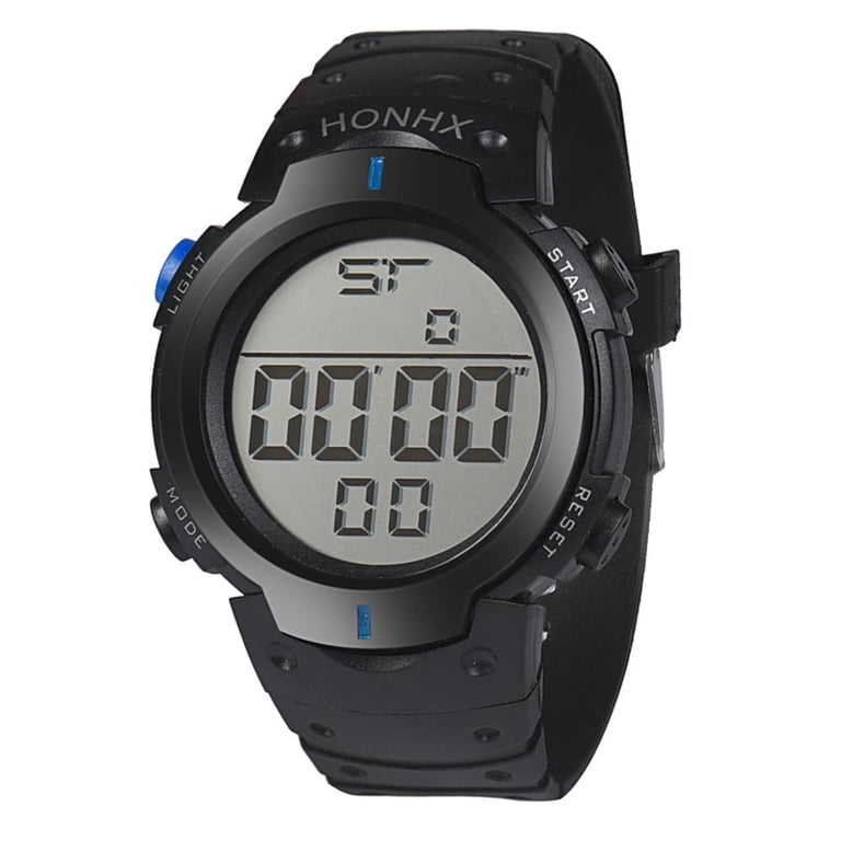 Kcodviy Fashion Waterproof Men's LCD Digital Stopwatch Date Rubber