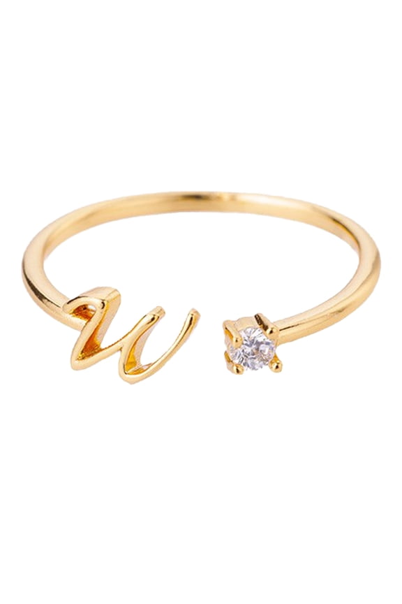 Personalized Rhinestone 26 Initial Ring Personalized Initial Letter Open Ring With Rhinestone Ring For Women Size 5 Rings for Women s Rings Ages 5-7 Rings Packs Rings