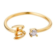 KCODVIY Personalized Rhinestone 26 Initial Ring Personalized Initial Letter Open Ring With Rhinestone Ring For Women Size 5 Rings for Women s Rings Ages 5-7 Rings Packs Rings