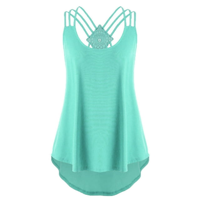 Kcodviy Ladies' Bandages Sleeveless Vest Top High Low Tank Top Notes