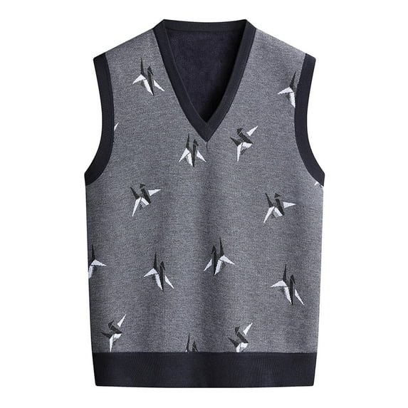 Kcodviy Mens Autumn Winter Casual Fashion V Neck Sleeveless Knit And Vest Sweater Vest Hot Sweater For Men Star Sweater Mens Long Sweaters Casual Sweaters For Men Fitted Sweaters For Men Zip Up