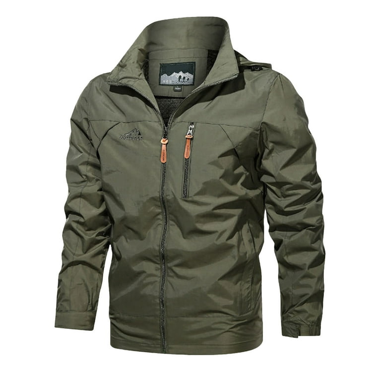 Kcodviy Mens Casual Solid Color Outdoor Lapel Multi Pocket Trench Coat Jacket Rain Coats Work 3xl Men Hooded Jackets Men s Coats Winter Flannel Mens