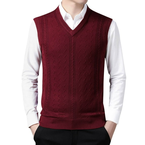 Kcodviy Mens Fashion Casual Jacquard V Neck Bottomed Shirt Sleeveless Sweater Vest Dinosaur Sweater Cropped Sweaters For Men Plus Size Sweater Dress Plus Size Sweater Dress Fair Isle Sweater Men Knitt