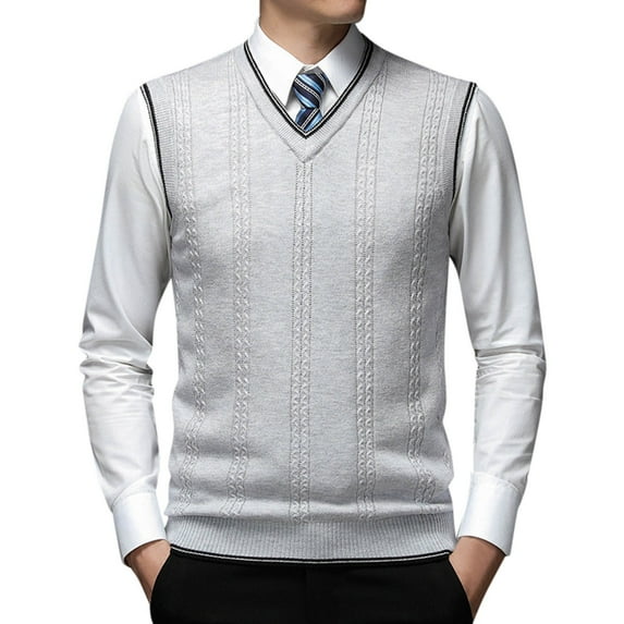 Kcodviy Mens Fashion Casual Jacquard V Neck Jacquard Bottomed Plaid Shirt Sleeveless Sweater Vest Wrap Sweater Long Sweater Dress For Men Tunic Sweaters For Men Sweater Long Sweater Dress For Men Crop