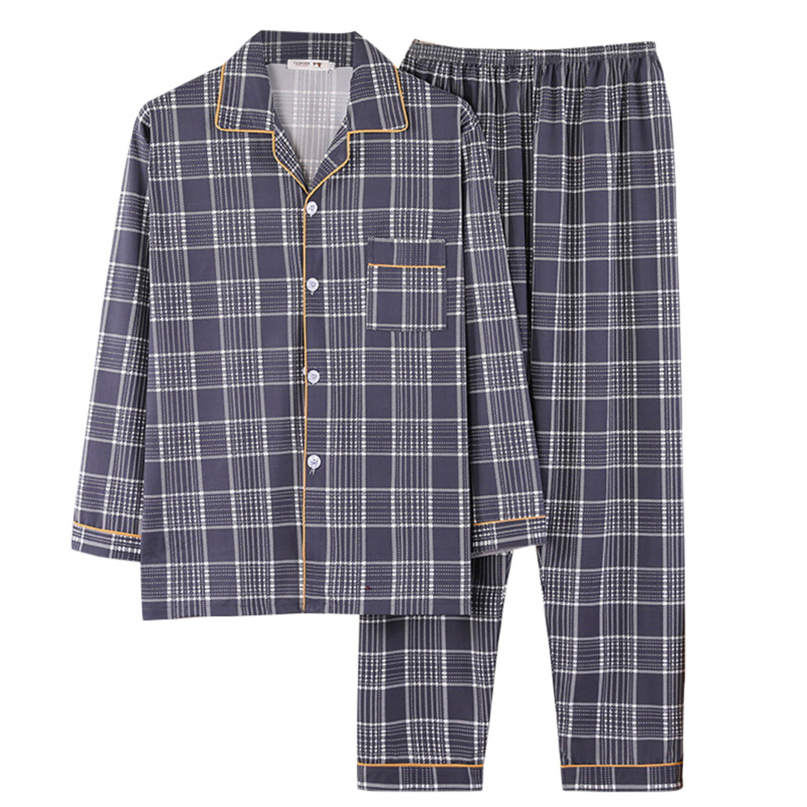 Kcodviy Mens Pajamas Pure Cotton Woven Plaid Coarse Fabric Home Wear