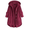 thumbnail image 1 of Kcodviy Pocket Coat Irregular Long Hooded Button Sleeve Plus Size Women Women'S Coat Light Weight Jacket For Women Hood Jacket Women Jacket Inside Pockets Winter Jacket Light Wome, 1 of 5