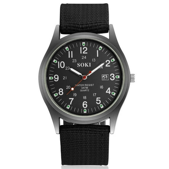 Kcodviy SOKI Fashion 2024 New Woven Nylon Belt Men's Calendar Watch 24 Hour Watch Watches for Women Rose Retro Watch A158wa Alarm Watches for Men Camping Watches for Men Vibrating Alarm Watches for Me