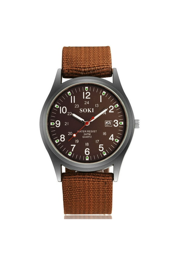 Soki 2024 New Women's Watches Band Woven Nylon Belt Men's Analog Watch Calendar Watch