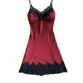 thumbnail image 1 of Kcodviy Satin Sleepwear Women Ladies Nightwear Nightdress With Chest Pads Striped Nightshirt Night For Women Women Night Shirt Night Dress For Women Cute Nightgowns Button Down Nightgown, 1 of 4