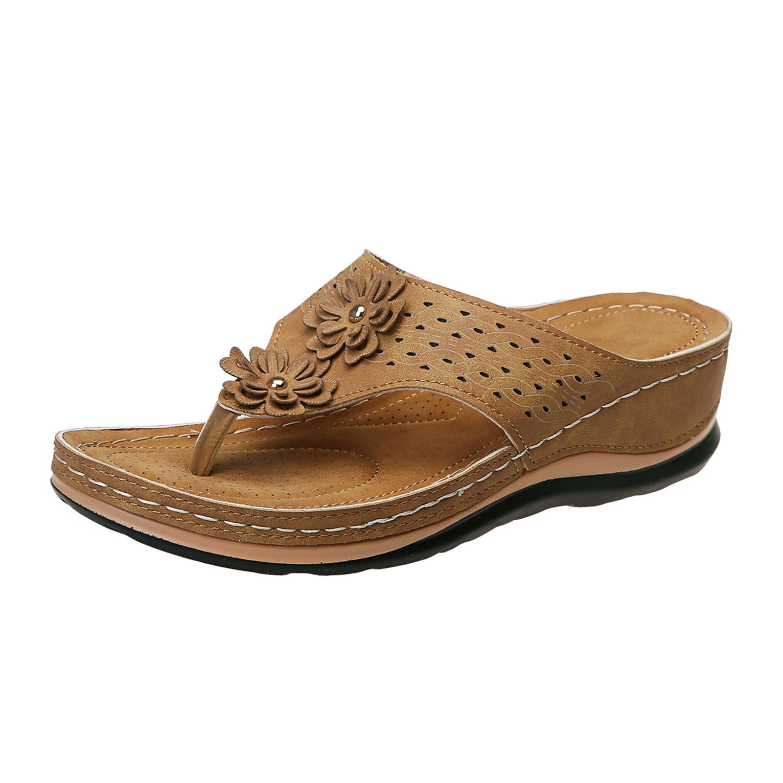 Sandalias Planas De Plataforma Para Mujer - Con Soporte De Arco, Suela De Goma, Altura De Tacón 5 Cm, Diseño Slip-on
