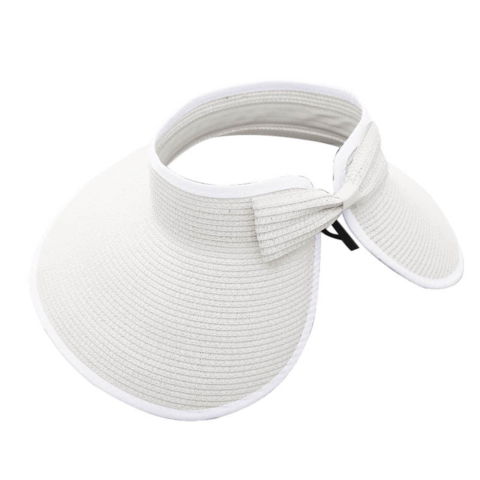 Kcodviy Sun Visor Hats For Women Wide Brim Straw Visors Womens Foldable