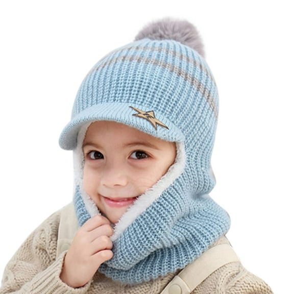 Kcodviy Toddler Baby Winter Hat Knitted Thick Warm Thermal Windproof Ski Cycling Earflap Hood Skull Caps Kids Scarf Hat Little Girls Winter Hats Hat And Gloves for Girls Kids Hats Girls for Winter Ele