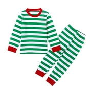 Kcodviy Toddler Kids Baby Boys Girls PJ's Pajamas Christmas Sleepwear Striped T-shirt Pants Outfits Clothes Set Boy Pajamas 3 Set 2yr Old Pajamas Pajamas 2 Year Boy Soccer Footed Pajamas Boy Cl