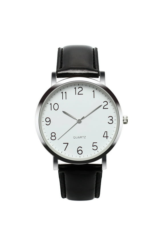 Unisex Simple Business Wristwatch With Second Hand Leather Quartz Wrist Watch 24 Hour Watches Youth Watch Womens Watch With Stretch Band