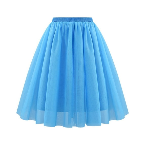 Kcodviy Waist Pleated Mesh Skirt Soft Drape Mid Length Skirt Large Size A Line Skirt High Slit Skirt Star Skirt Ballet Skirts for Girls Short Wrap Skirt Twin Size Bed Skirt plus Size Denim Skirt Yoga