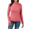 thumbnail image 1 of Kcodviy Women Casual Solid Color Bottoming Shirt Slim High Collar Knitted Long Sleeved Top Womens Thermal Tops Long Sleeve Plus Size Womens Long Sleeve Thermal Top Mens Thermal Top Pack Womens Thermal, 1 of 5