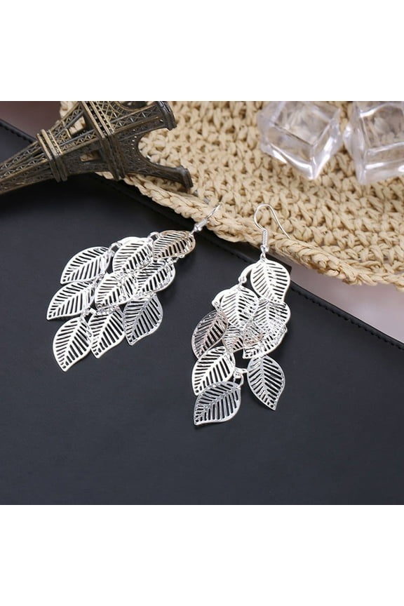 Women Earrings Boho Natural Leaf Drop Dangle Ear Hook Jewelry Party Wedding Gift Extra Large Hoop Earrings For Women Long Earrings For Women Thin Hoop Earrings Jewelry Cute Stud Earrin