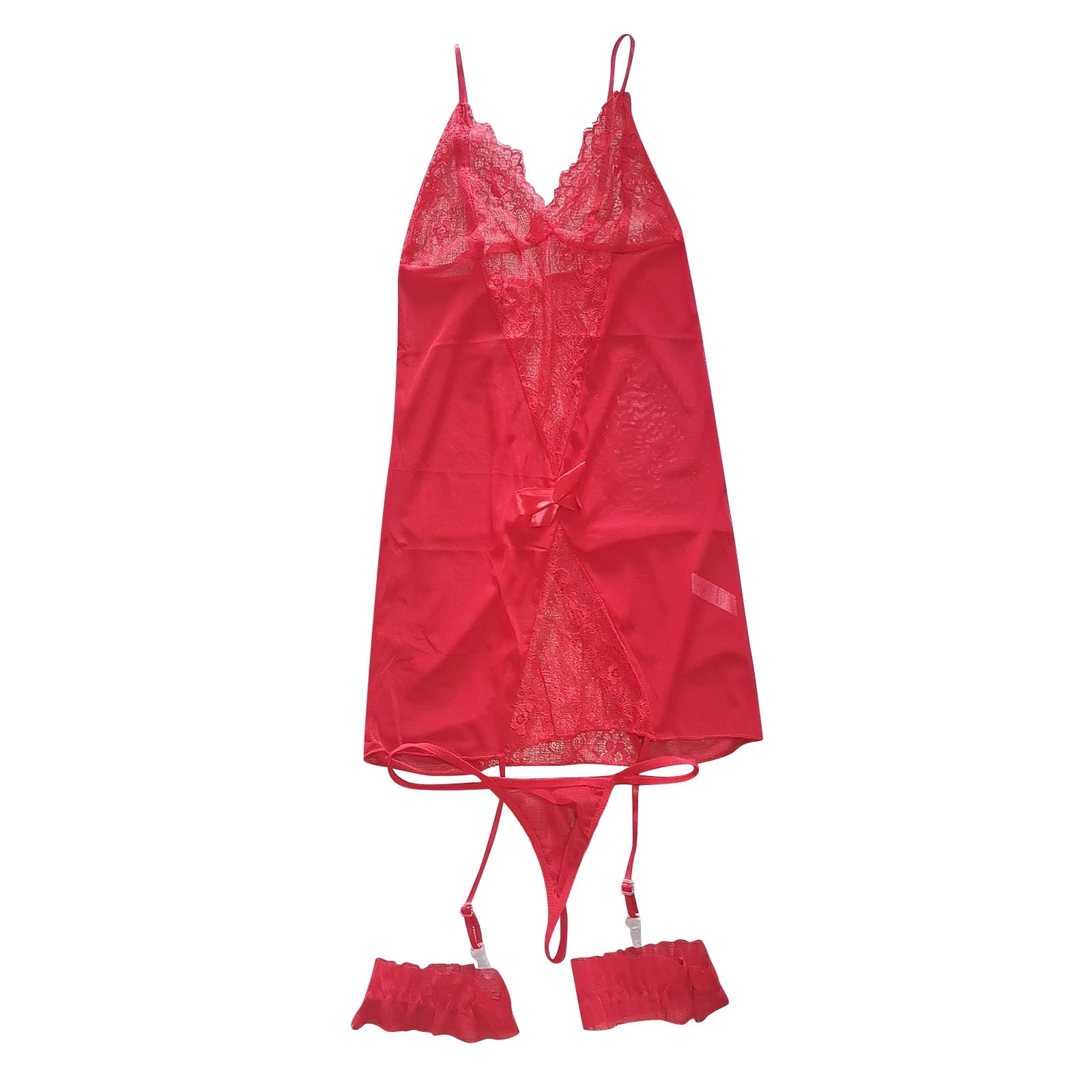 Kcodviy Women Floral Lace Bodycons With Thong Women Red Lace Lingerie