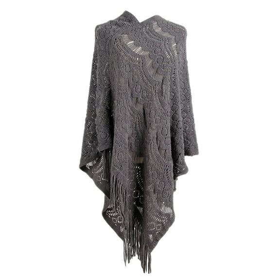 Kcodviy Women Mid Length Crochet Hollow Irregular Tassel Pullover Sweater Cape Shawl Knit Sweater Shawl Dress Cover Up Shawl Colorful Scarf Winter Sparkly Cardigan For Women Womens Wrap Coat 1920 Shaw
