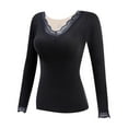 thumbnail image 1 of Kcodviy Women'S German Velvet Seamless Thermal Underwear Solid Color Slim Bottom Outer Wear Thick Warm Long Sleeves Top With Chest Pad Womens Thermals Top And Bottom Set Lined Thermal Top Women, 1 of 9