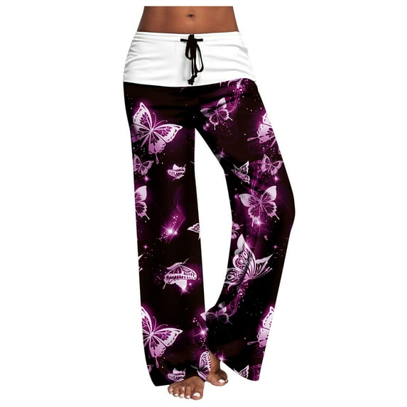 Kcodviy Women'S High Waist Lace Up Loose Printed Yoga Pants Casual Pants For Women Boot Cut Yoga Pants Plus Size Yoga Pants With Pockets For Women Yoga Pants Short Length Women Yoga Pants With Pockets
