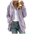 thumbnail image 1 of Kcodviy Women'S Plus Size Solid Color Sweatershirt Hooded Pullover Warm Wool Plush Coat Zipper Top Vests For Women Polyester Jackets For Women Athletic Jacket Women Running Jacket Shirts, 1 of 6