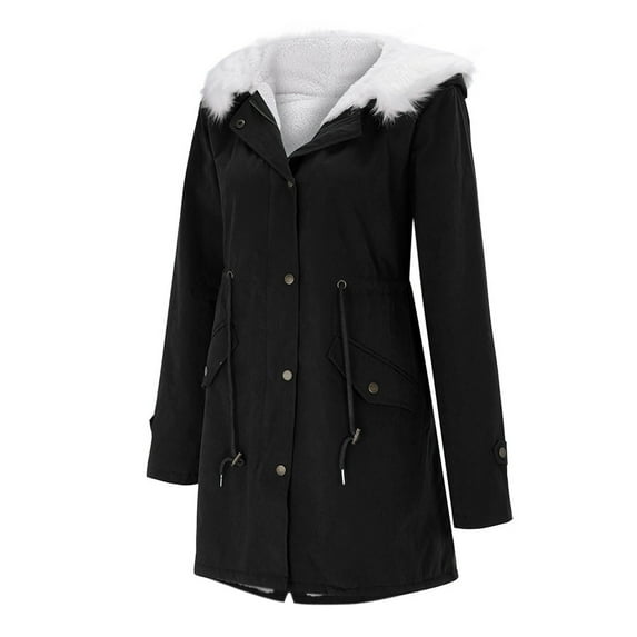 Kcodviy Women'S Warm Hooded Thick Padded Outerwear Big Collar Jackets Fit Leather Jacket Front Pocket Jacket Women Plus Size Womens Jackets Full Zip Weather Jacket Fit Leather Jacket Womens Pul