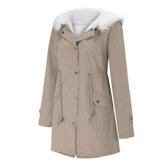 Kcodviy Women'S Warm Hooded Thick Padded Outerwear Big Collar Jackets Warm Womens Sweaters Women'S Jacket Sweaters Women Warm Zip Up Hoodie Women Women Jackets Casual Long Sleeve Shirt W