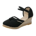 thumbnail image 1 of Kcodviy Women Shoes Sandals Platform Wedge Sandals Fashion Versatile Braided Buckle Breathable Wedge Sandals Fancy Sandals For Women Rope Sandals For Women Closed Toe Sandals Women Womens Wedge Sandal, 1 of 8