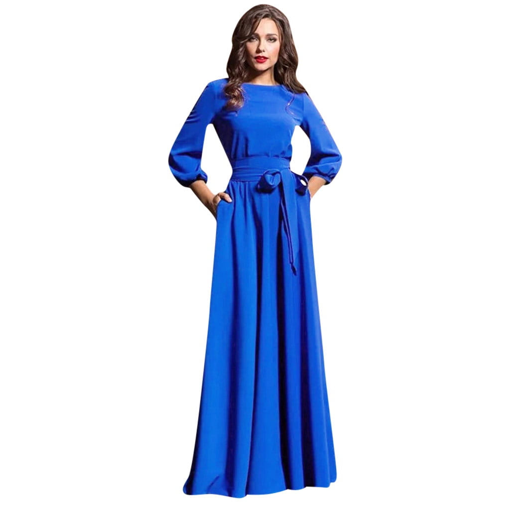Women‘s Long Shirt Dress Ladies Sleeveless Belted Party Evening A-Line Summer Dress for Women