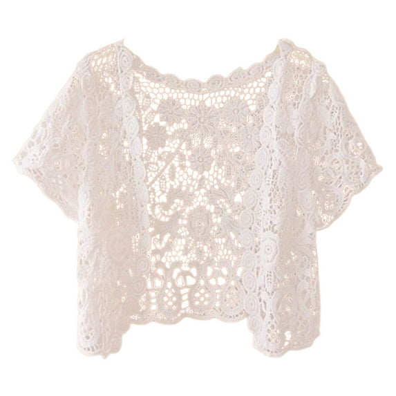 Kcodviy Women Summer Casual Simple Fashion Short Thin Hollow Knitted Lace Versatile Cardigan Wrap Shawl with Sleeves for Women Wool Shawls for Women Womens Fringed Shawls Wraps for Evening Dresses Pul