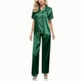 thumbnail image 1 of Kcodviy Women Top Sexy And Set Women Sets Set Nightwear Satin Short Underwear Nightgown Women'S Lingerie Robe Trousers Silk Loose Sleeved Suit Pajama Pajamas Three Quarter Sleeve Nightshirts For, 1 of 4