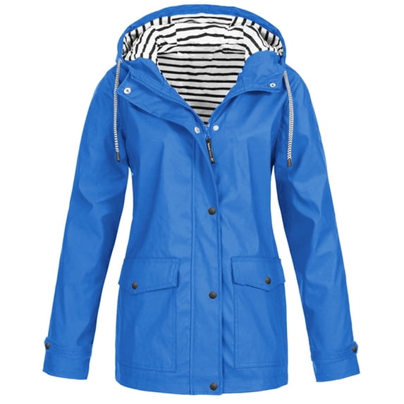 Kcodviy Women Waterproof Rain Raincoat Solid Hooded Jacket Windproof Outdoor Coat Plus Women'S Coat Women Pants And Jacket Womens Jacket Elegant Womens Zipper Sweaters Soft Sweater Women Womens