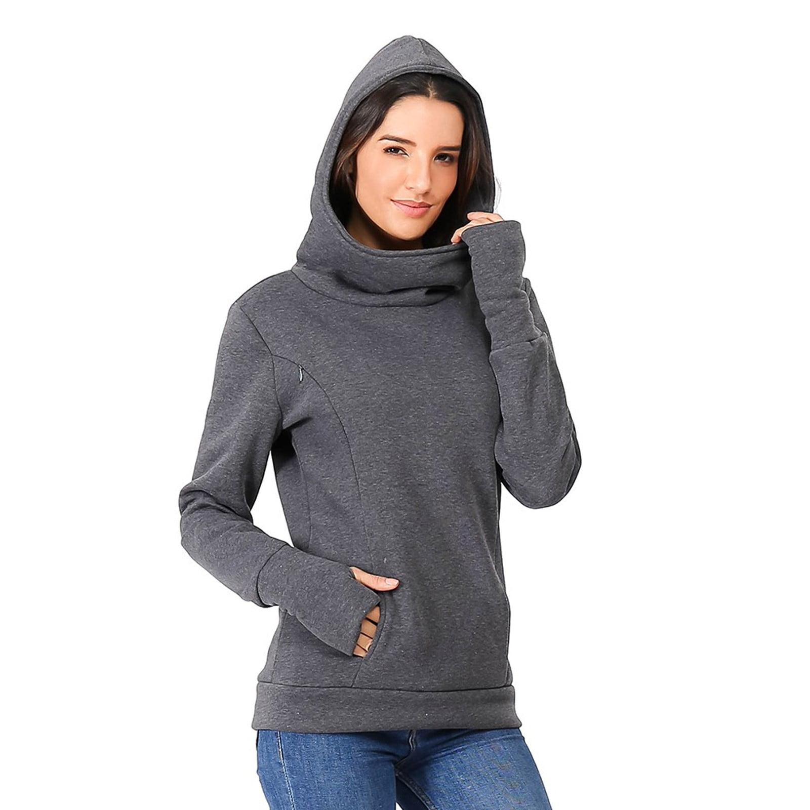 String Sleeves Kcodviy Women's Nursing Maternity Long Pregnancy String Sleeves Hooded ...