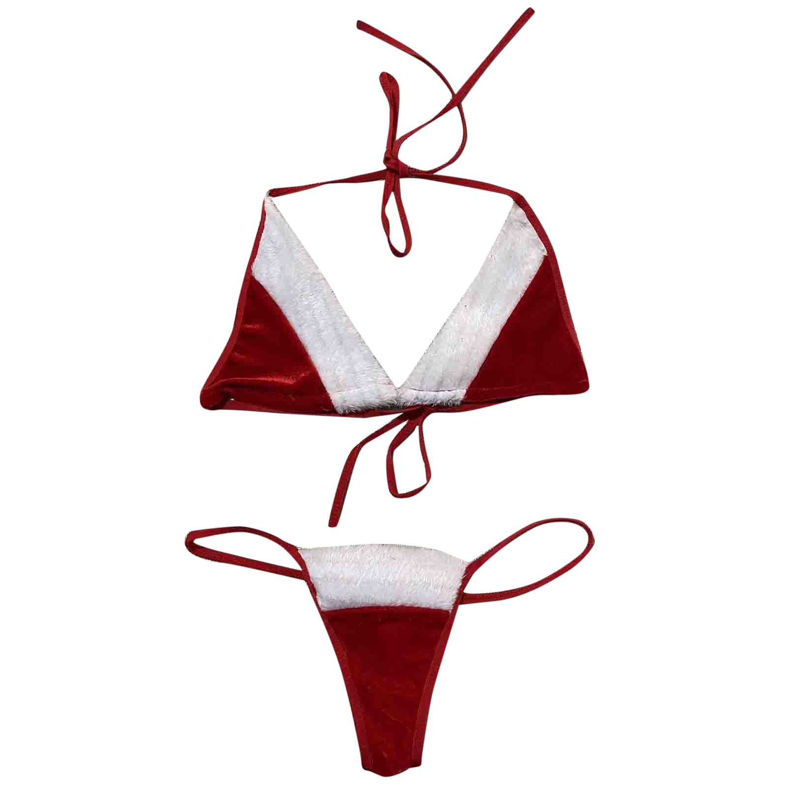 Kcodviy Women's Santa Christmas Lingerie Set With Garter Belts Lace