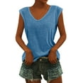 thumbnail image 1 of Kcodviy Womens Casual Solid V Neck Short Sleeve Vest T Shirt Loose Fit Tank Tops 1X Top 4X Camisoles For Women 6X Top 3X Womens Tops 4Xl Womens Plus Size Tops Crop Top Cotton Top Women Woman Top 4X To, 1 of 4