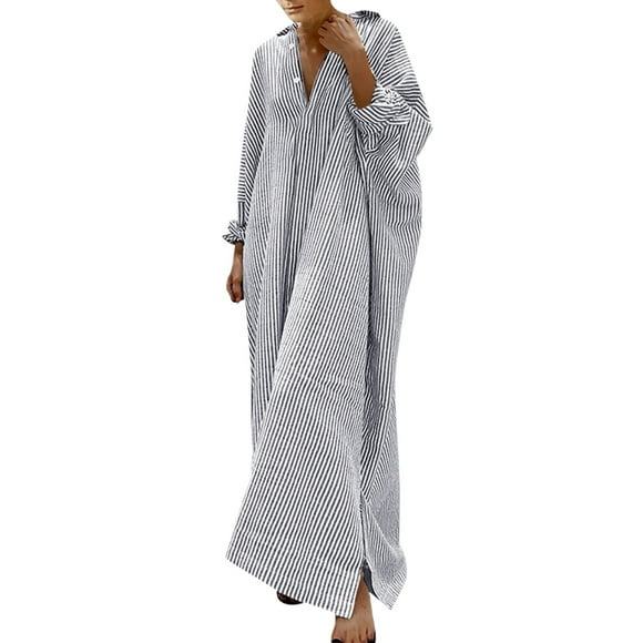 Wrap Dresses For Women Casual Summer Women Stripe Cotton And Women'S 2024 Summer Casual Loose V Neck Sleeveless Linen Shirt Dress Casual Neck Smocked Elastic Waist Loose Maxi Dresses Vaca