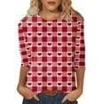 thumbnail image 1 of Kcolen 3/4 Length Sleeve Womens Valentine Day T-Shirt Heart Print Plus Size Valentine Day Shirt Women Comfy Trendy Cute Women Sweatshirt Holiday Fashion Tops, 1 of 4
