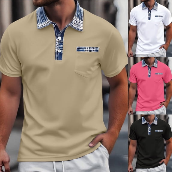 Kcolen Big And Tall Polo Shirts for Men Button Down Shirt Short Sleeve Mens Golf Shirt Casual Business Dressy Tee Summer Top Beach Vacation Shirts for Men