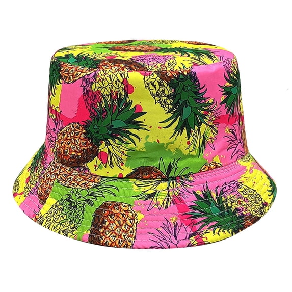 Kcolen Black Bucket Hat Stylish Pineapple Print Fisherman Hat for Women Summer Outdoor Casual Wear and Sun Tea Party Hat