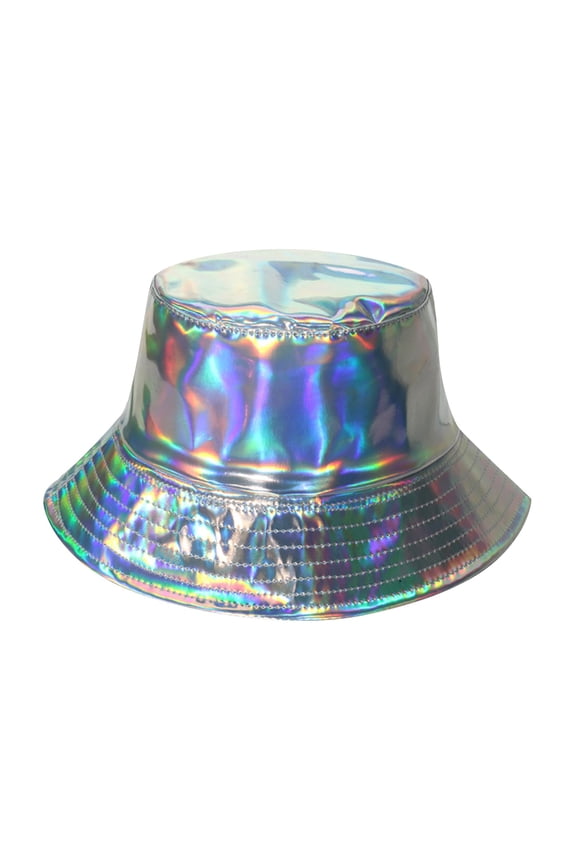 Black Bucket Hat Unisex Metallic Stage Performance Hop Street Fashion Bucket Hat Tea Party Hats