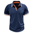 thumbnail image 1 of Kcolen Black Polo Shirts for Men Men's Casual Business Color Block Ribbed Lapel Button Down T Shirt Comfortable Stylish Wear Summer Beach Basic, 1 of 4