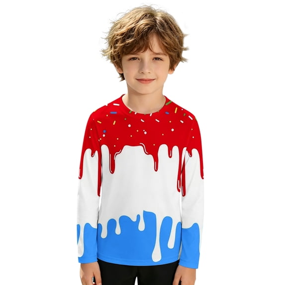 Kcolen Boys' Long Sleeve Rashguard UPF Sun Protection Swim Shirt UV SPF Athletic Beach Pool Surfing Swimming,7-8 Years